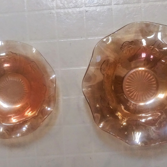 Antique Orange Blood Carnival Glass Same Designset